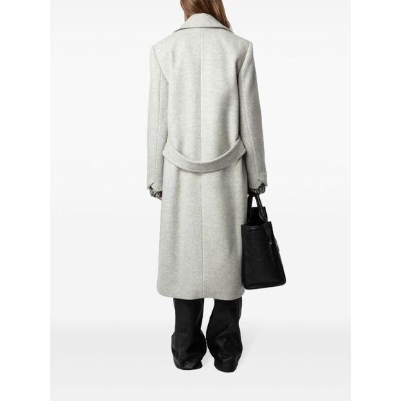 Zadig & Voltaire Mulan Double Breasted Grey Coat Size S New - Picture 4 of 16